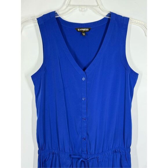 Express Royal Blue Tie Waist Jumpsuit Size X Small - Picture 5 of 10